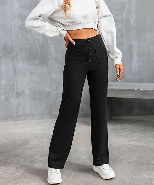 Gyula - High waist elastic casual trousers