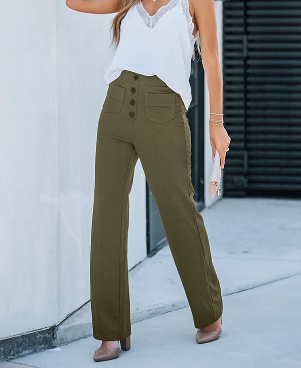 Gyula - High waist elastic casual trousers