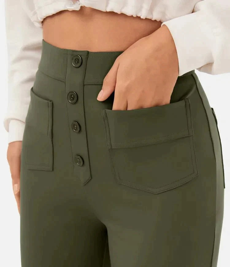 Gyula - High waist elastic casual trousers