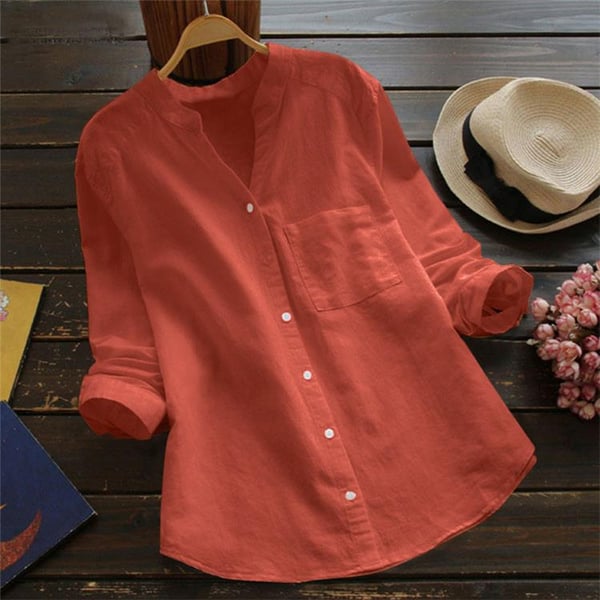 Casual, loose shirt made from linen-cotton