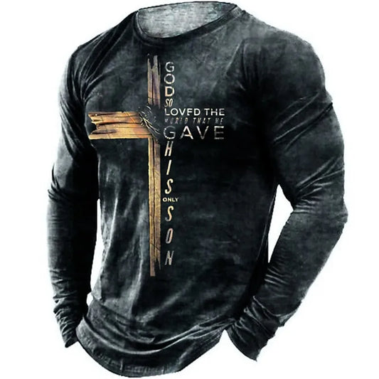 Evyn black sweatshirt with graphic god text for men