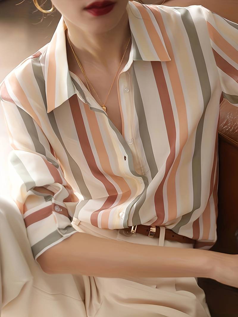 Olivia casual striped button shirt