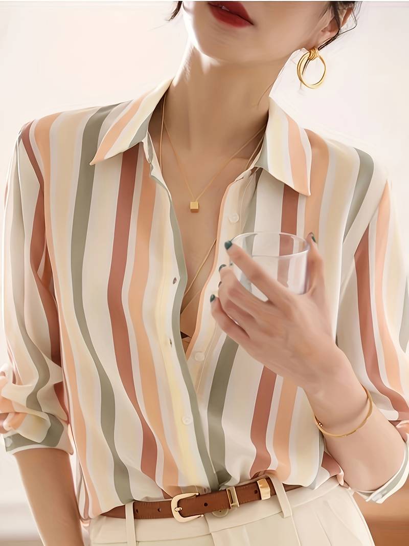 Olivia casual striped button shirt