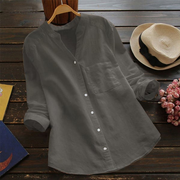 Casual, loose shirt made from linen-cotton