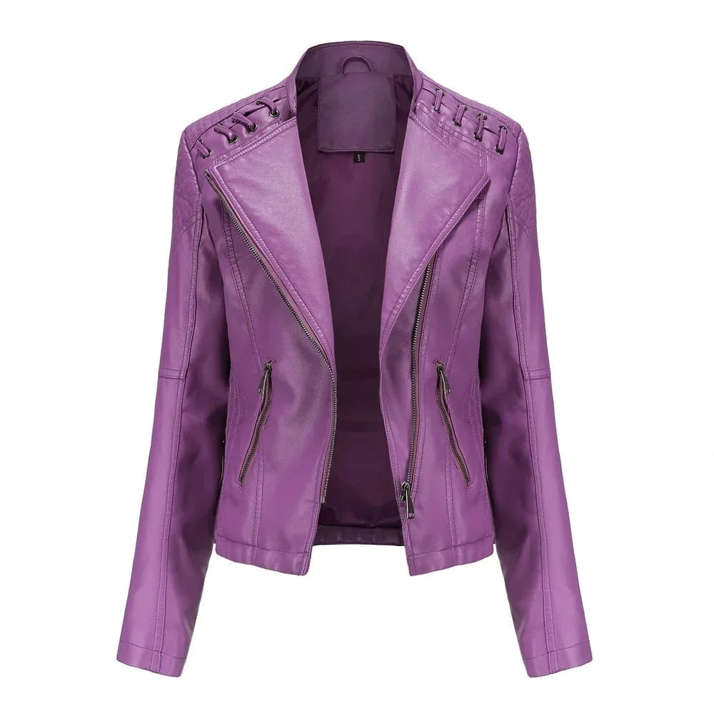 Alysa - women's leather jacket for spring