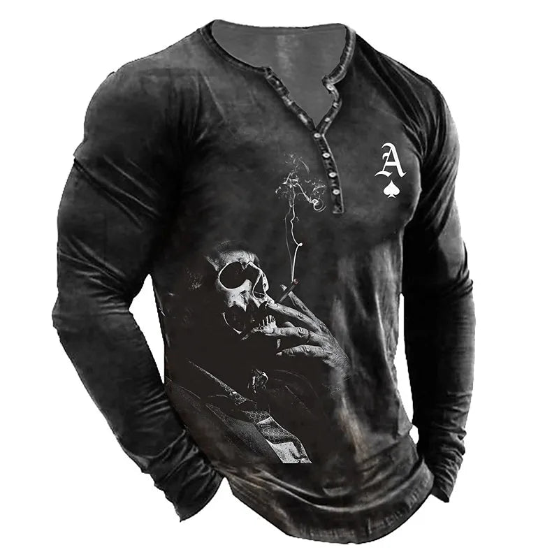 Gray - graphic skull sweatshirt for men