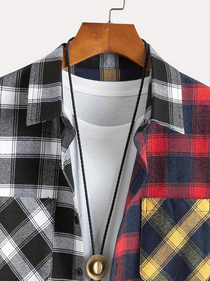 Michael – checked color block shirt