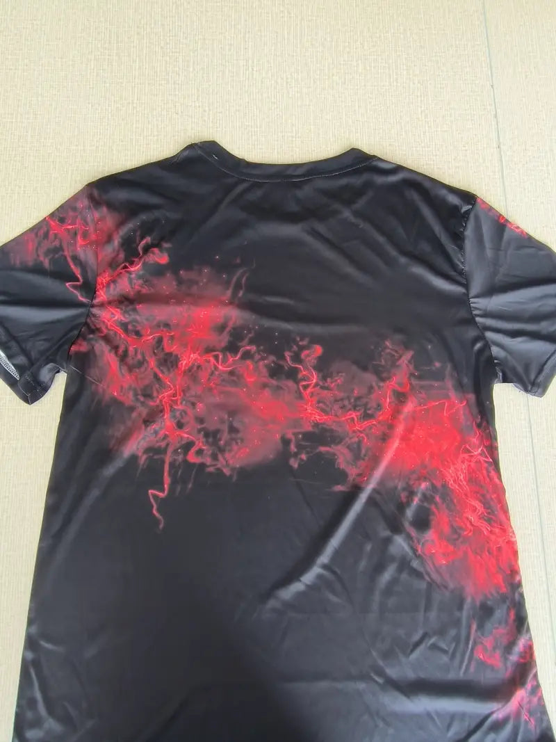 Kevin – t-shirt with red graphic crew neck