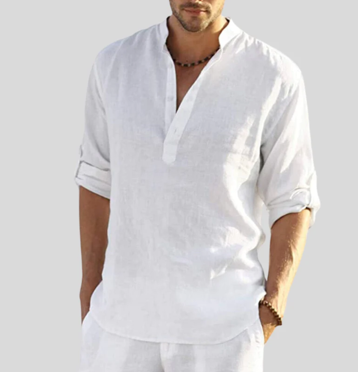 ADRIANO - Elegant linen collared shirt