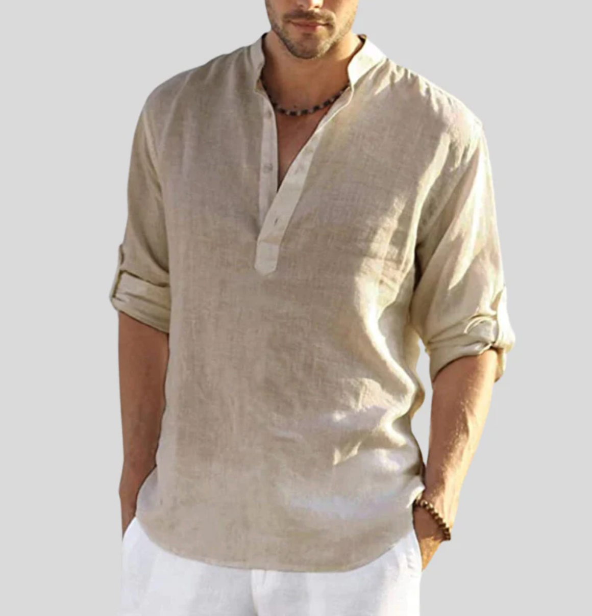 ADRIANO - Elegant linen collared shirt