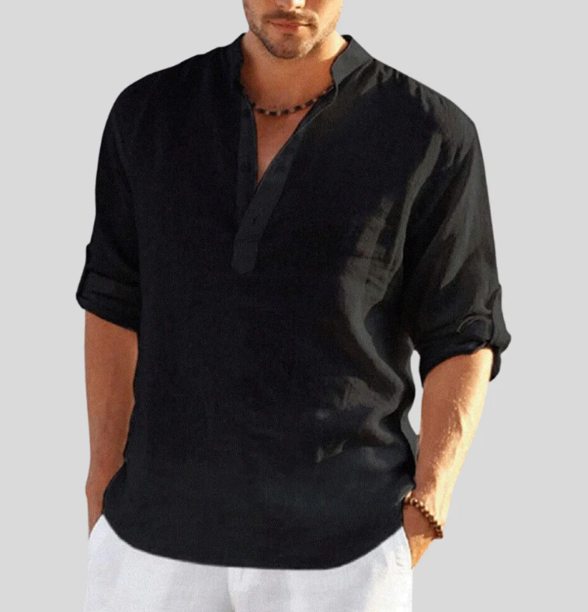 ADRIANO - Elegant linen collared shirt