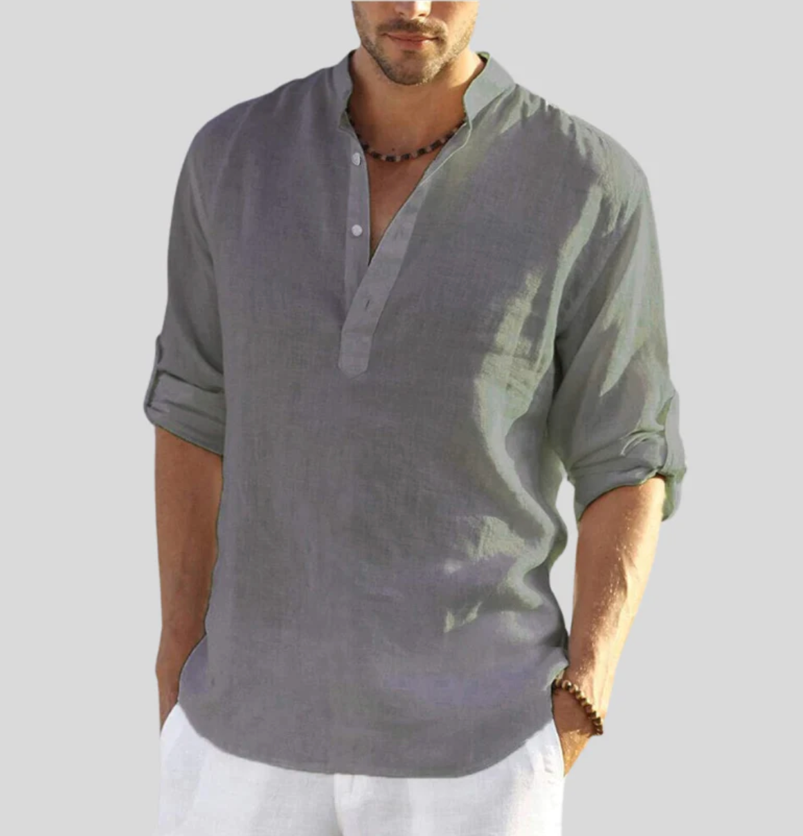 ADRIANO - Elegant linen collared shirt