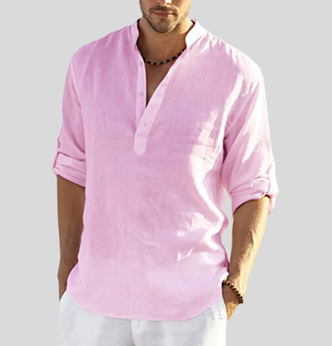 ADRIANO - Elegant linen collared shirt