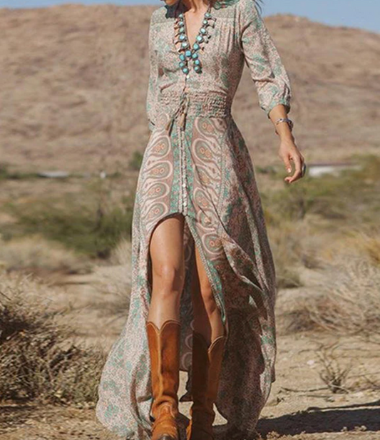 ZULANA - Long maxi dress in a vintage look