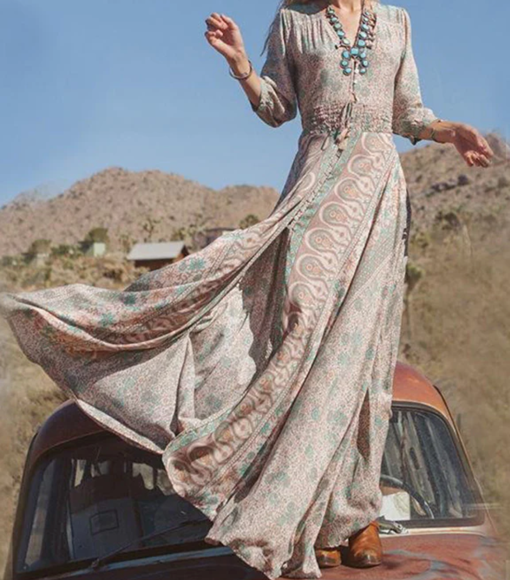 ZULANA - Long maxi dress in a vintage look