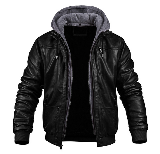 Benjamin - stylish winter jacket made of premium leather with hood