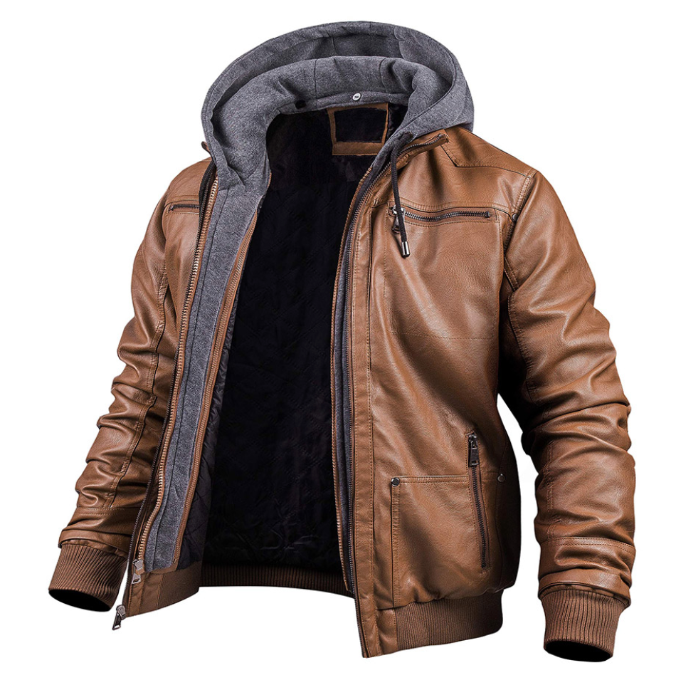 Benjamin - stylish winter jacket made of premium leather with hood