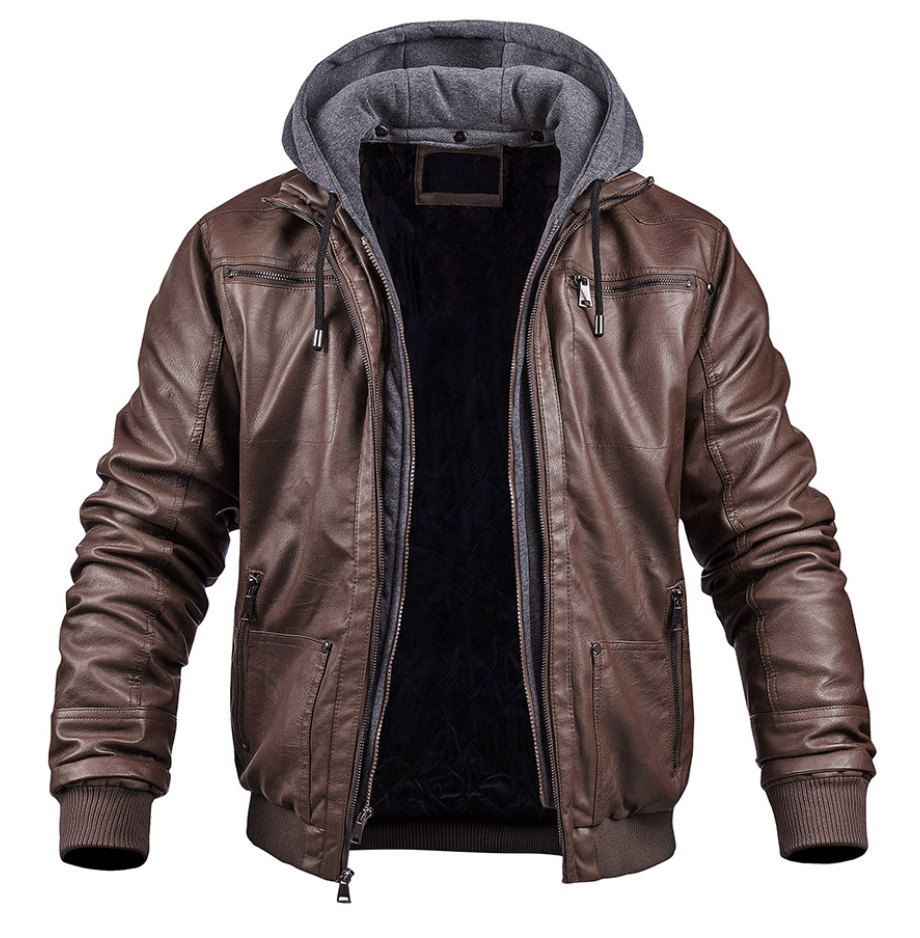 Benjamin - stylish winter jacket made of premium leather with hood