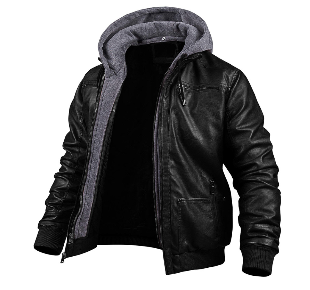 Benjamin - stylish winter jacket made of premium leather with hood