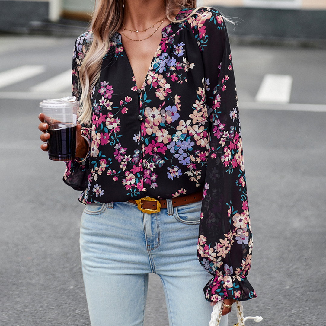 Abby - Long sleeve floral blouse