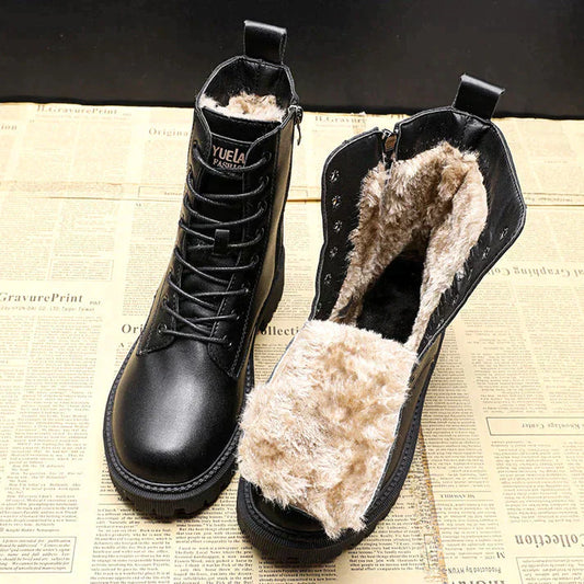 dolphins | Black leather winter boots