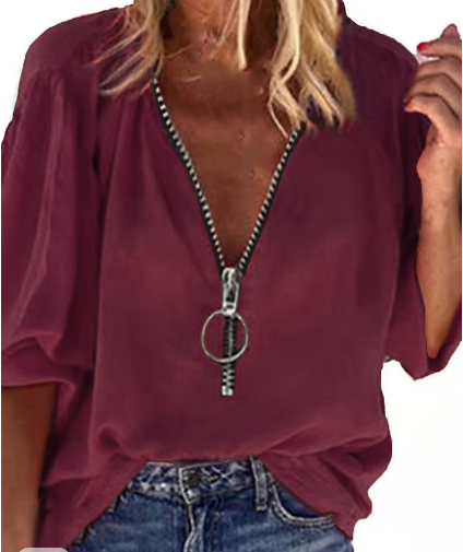 Octavia – stylish 3/4-length shirt with a v-neck