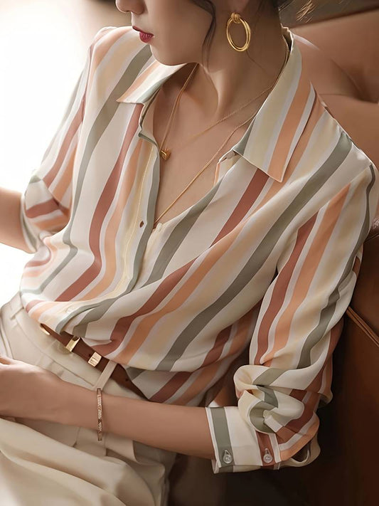 Olivia casual striped button shirt