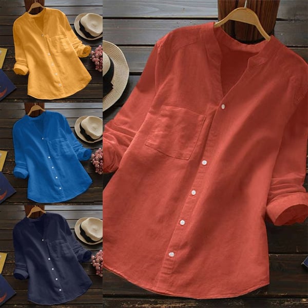 Casual, loose shirt made from linen-cotton