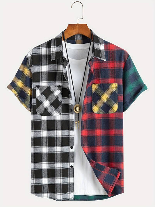 Michael – checked color block shirt