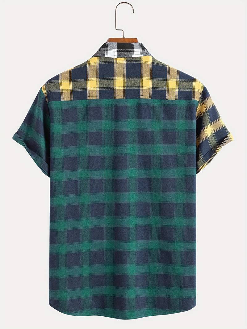 Michael – checked color block shirt