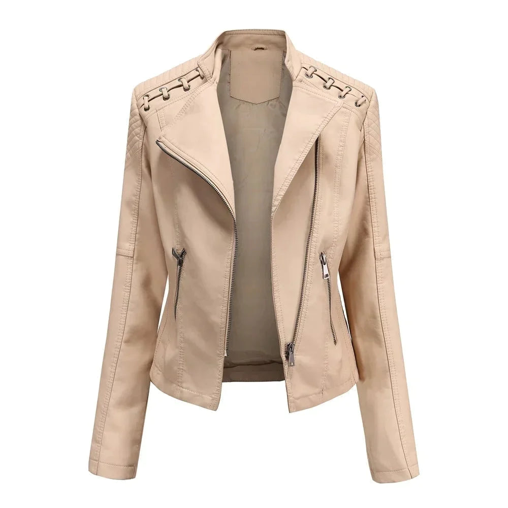 Alysa - women's leather jacket for spring