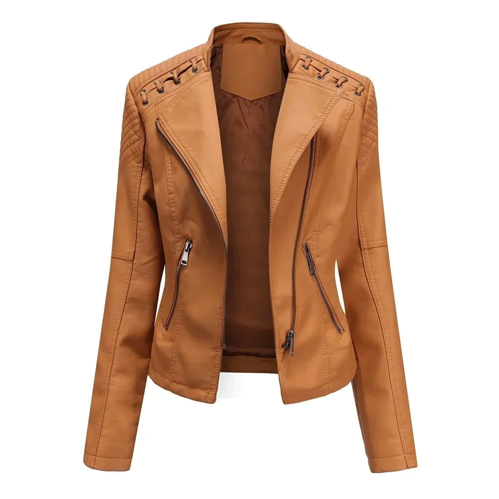 Alysa - women's leather jacket for spring