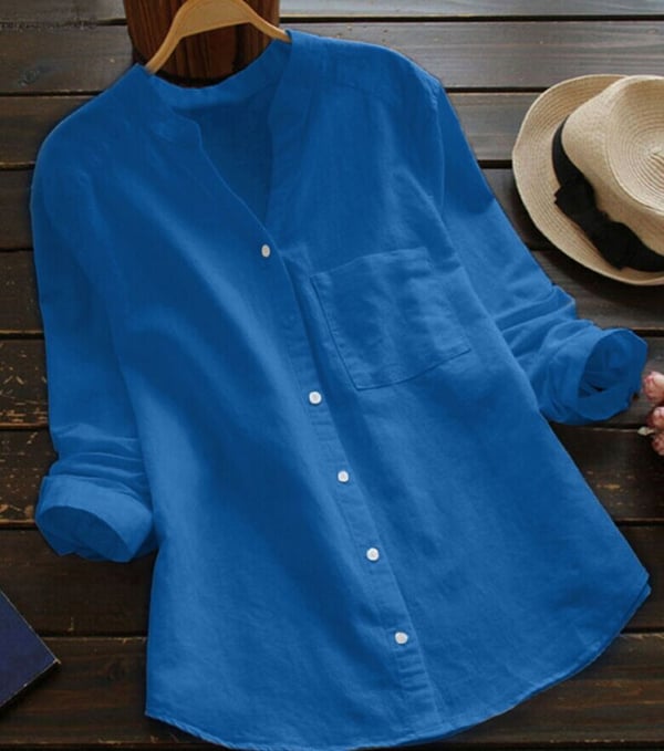 Casual, loose shirt made from linen-cotton