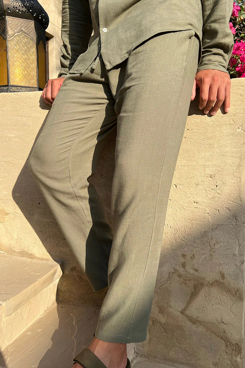 Jorge - linen trousers in green